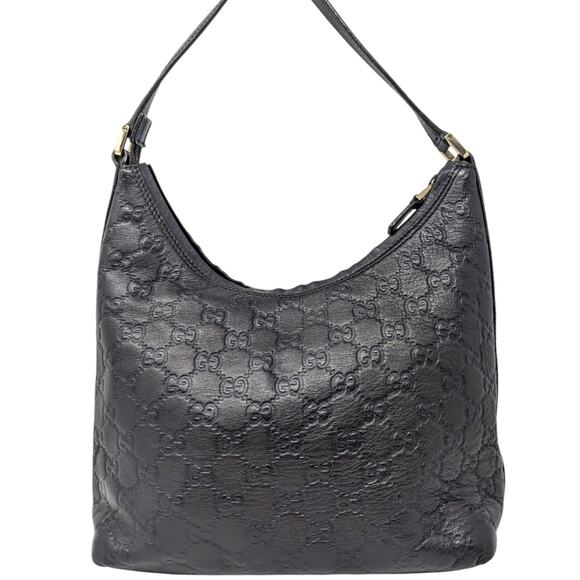 Gucci Handbags - GUCCI Guccissima Leather Embossed GG Black Small Shoulder Bag